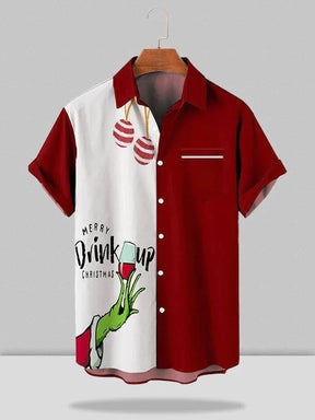 Christmas Printed Loose Short-sleeved Shirt Shirts & Polos coofandystore White and Red S 