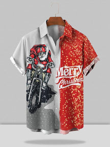 Merry Christmas Printed Loose Short-sleeved Shirt Shirts & Polos coofandystore Red S 