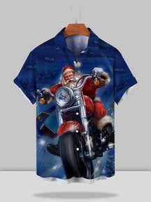 Merry Christmas Printed Loose Short-sleeved Shirt Shirts & Polos coofandystore Blue S 