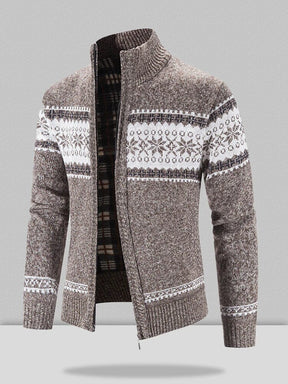 Christmas snowflake piece standing collar warm cardigan knitted jacket Sweaters coofandystore 