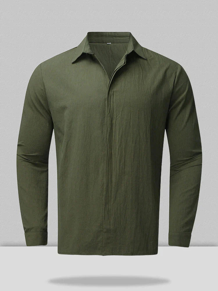 versatile lapel collar linen style long-sleeved shirt Shirts & Polos coofandystore 