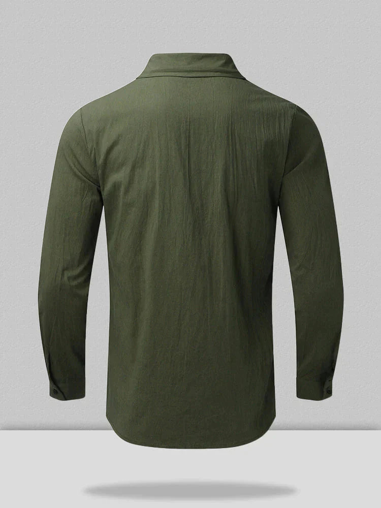 versatile lapel collar linen style long-sleeved shirt Shirts & Polos coofandystore 