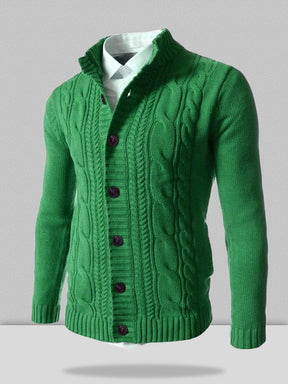 stand collar knitted cardigan sweater Sweaters coofandystore Green M 