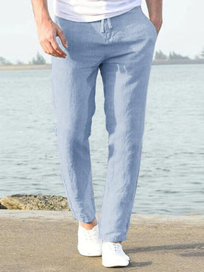 Casual Loose Solid Color Lacing Elastic Waist Pants Pants coofandystore Light Blue M 
