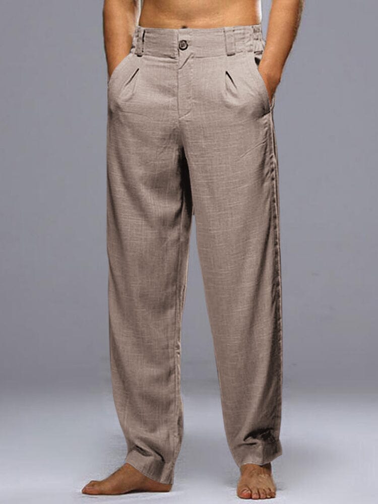 linen style elastic waist blend pants Pants coofandystore Grey S 