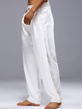 linen style elastic waist blend pants Pants coofandystore 