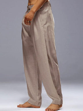 linen style elastic waist blend pants Pants coofandystore 