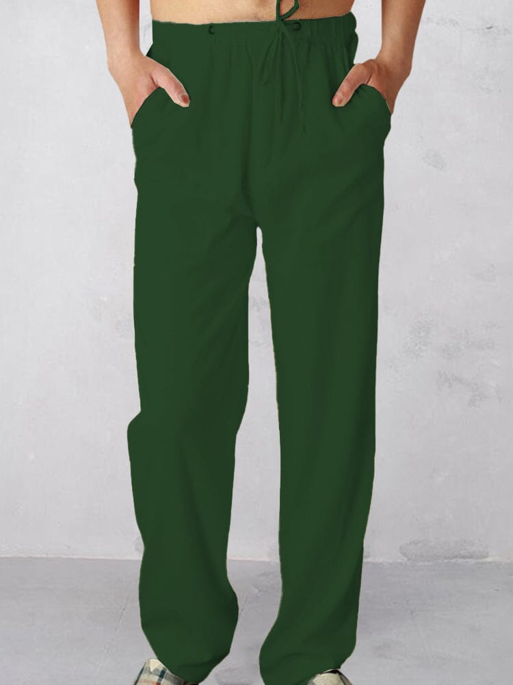 loose lightweight linen style pants Pants coofandystore Dark Green S 