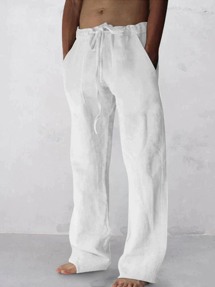 wide-legged linen style comfortable pants Pants coofandystore White S 