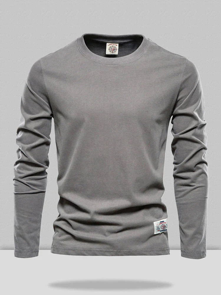 Long Sleeve Solid Cotton Top Shirts & Polos coofandystore Deep Grey M 