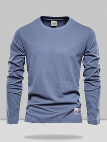 Long Sleeve Solid Cotton Top Shirts & Polos coofandystore Blue Granite M 