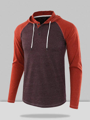 Casual Two-Tone Hooded Sweatshirt Fashion Hoodies & Sweatshirts coofandystore Red/Brown S 