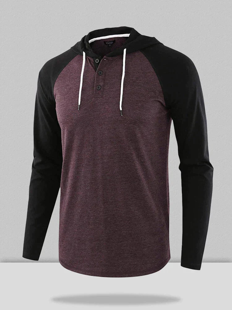 Casual Two-Tone Hooded Sweatshirt Fashion Hoodies & Sweatshirts coofandystore Black/Purple S 