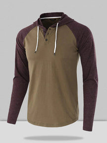 Casual Two-Tone Hooded Sweatshirt Fashion Hoodies & Sweatshirts coofandystore Purple/Khaki S 