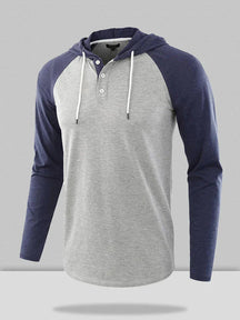 Casual Two-Tone Hooded Sweatshirt Fashion Hoodies & Sweatshirts coofandystore Blue/Grey S 