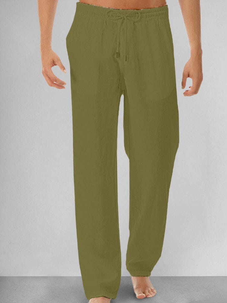 Casual Cotton Linen Pants Pants coofandystore Army Green S 