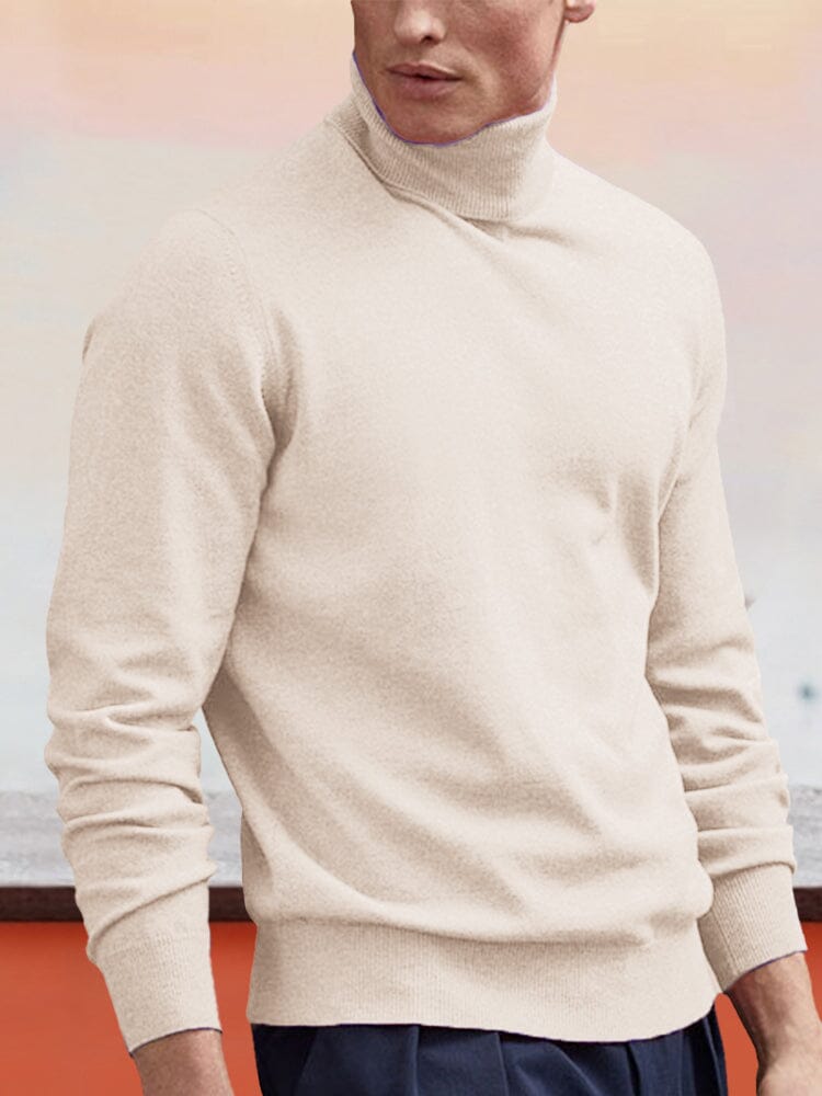 wool turtleneck bottoming sweater Sweaters coofandystore Beige S 