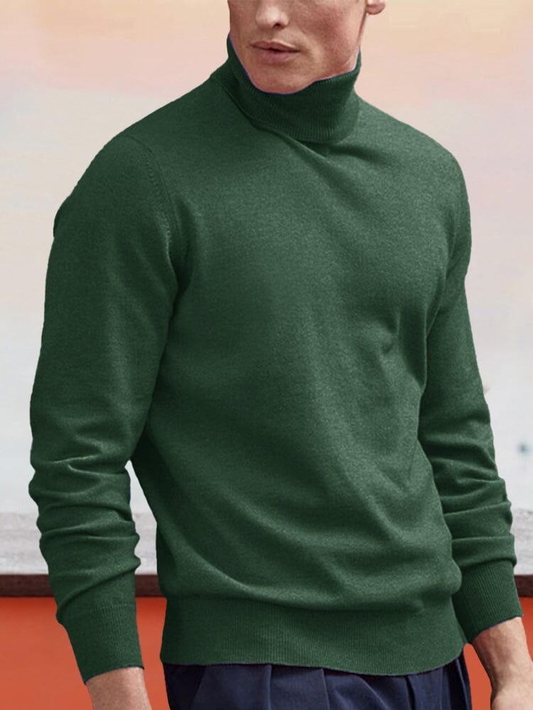 wool turtleneck bottoming sweater Sweaters coofandystore Dark Green S 
