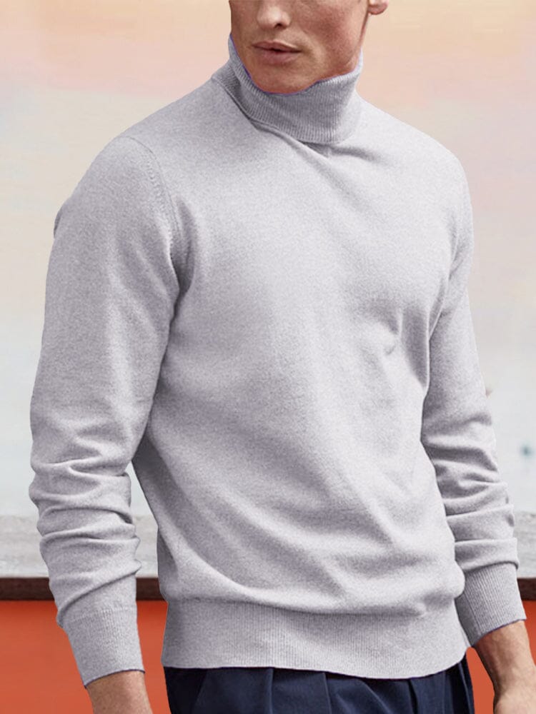 wool turtleneck bottoming sweater Sweaters coofandystore Light Grey S 