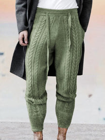 slim knitted ninth pants Pants coofandystore Green M 