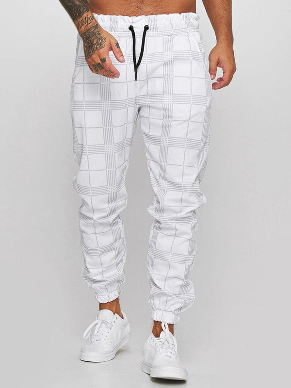 fitness casual printed drawstring pants Pants coofandystore White M 