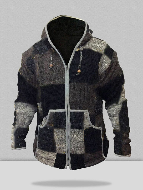 Splicing Zipper Hooded Sweater Coat coofandystore Black S 