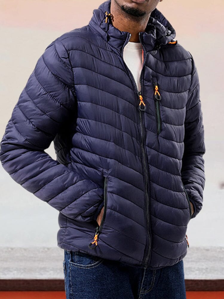 Light cotton jacket with removable hood Coat coofandystore Navy Blue M 
