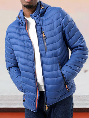 Light cotton jacket with removable hood Coat coofandystore Blue M 
