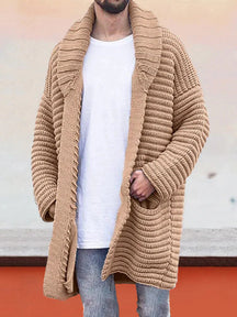Lapel Neck Sweater Coat Sweaters coofandystore Khaki S 