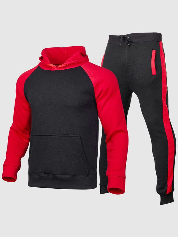 Hoodie and Pants Two-Piece Set Sports Set coofandystore Black/Red S 