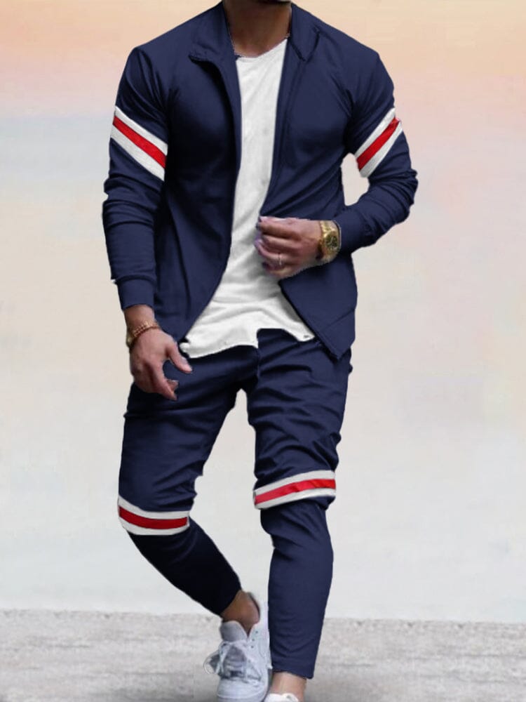 Casual Sport Hoodie and Pants Set Sports Set coofandystore Navy Blue M 