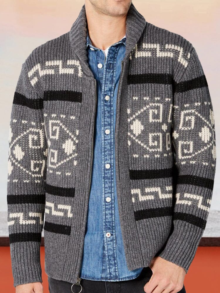 Unique Graphic Sweater Coat Sweaters coofandystore Grey M 