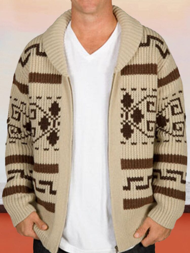 Unique Graphic Sweater Coat Sweaters coofandystore Khaki M 