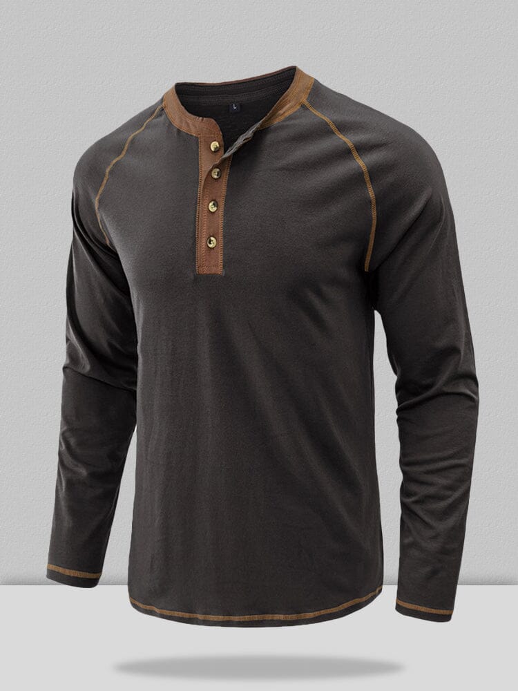 Button Down Long Sleeve Henley Shirt Shirts coofandystore 