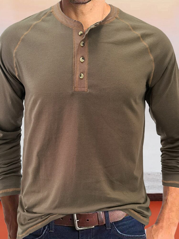 Button Down Long Sleeve Henley Shirt Shirts coofandystore Green S 