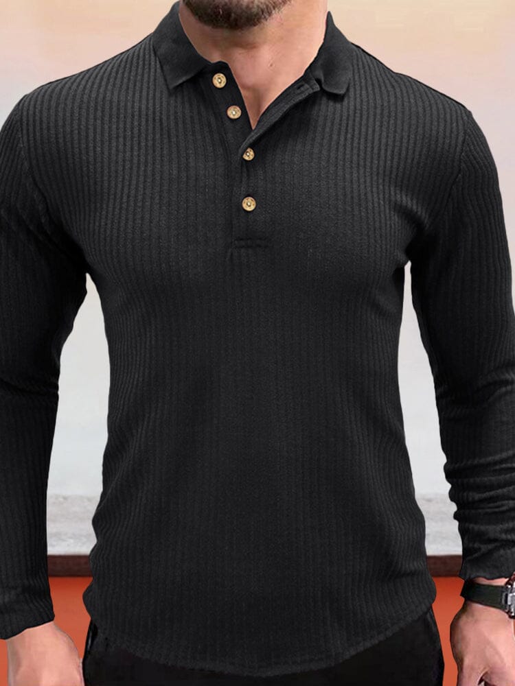 Slim Fit Button Sweater Sweaters coofandystore Black S 