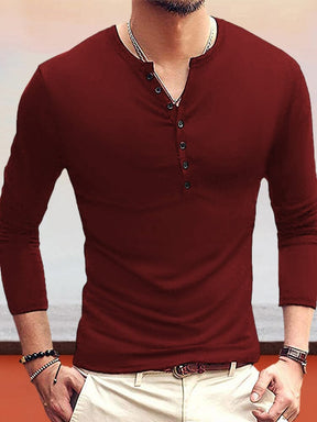 Solid Round Neck Shirt Shirts & Polos coofandystore Wine Red S 