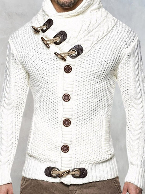 Fashion Knitted High Collar Button Sweater Sweaters coofandystore White S 