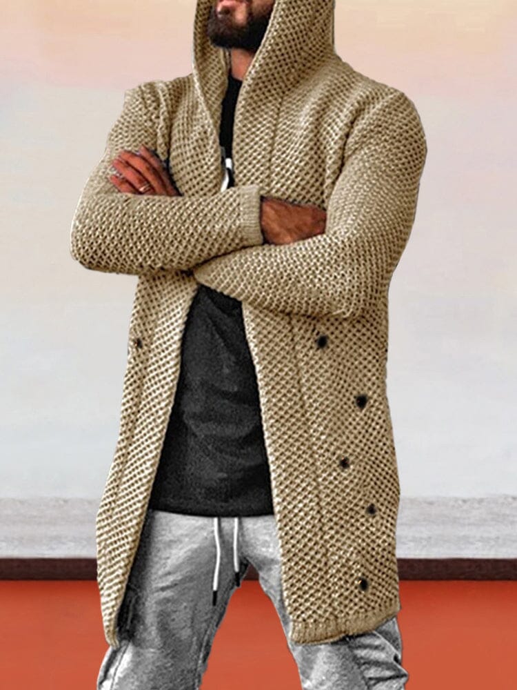 Coofandy Solid Hooded Sweater Coat Sweaters coofandystore Khaki S 