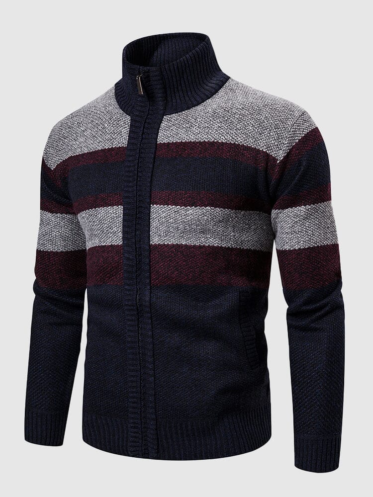 Trendy Cardigan Long Sleeve Knit Sweater Sweaters coofandystore Navy Blue M 