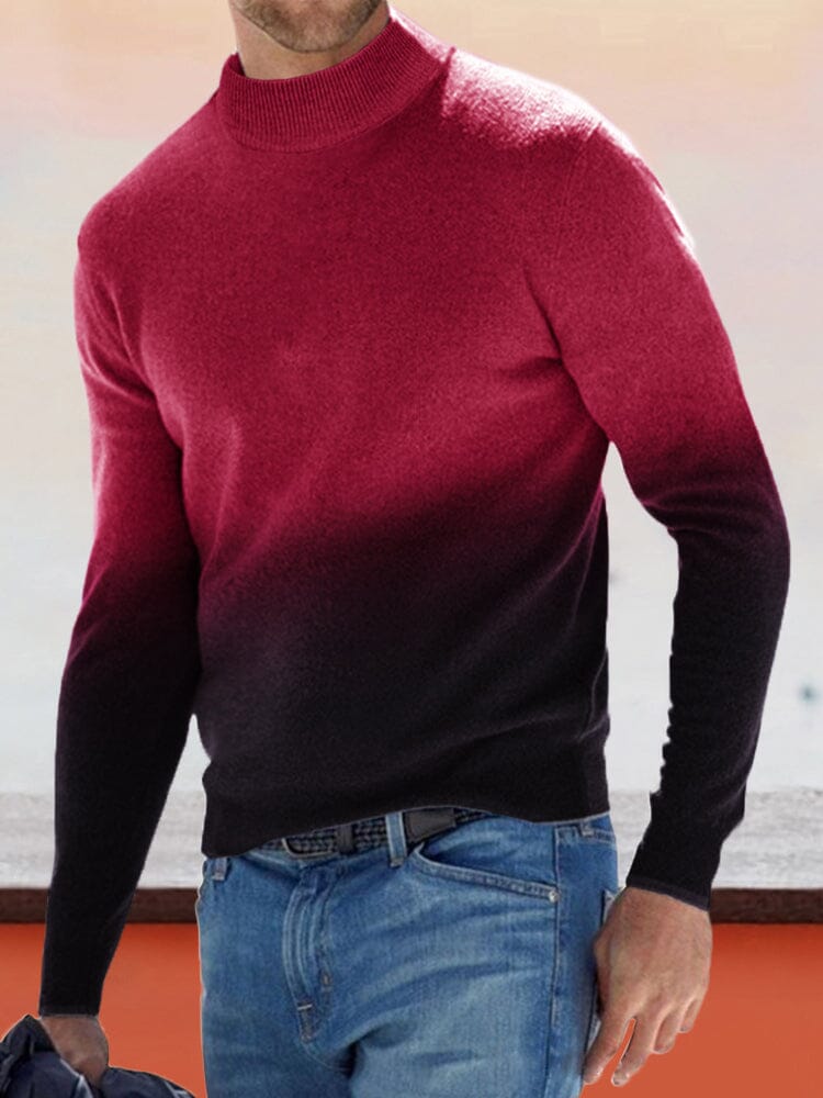 Soft Slim Fit Gradient Sweater Sweaters coofandystore Wine Red M 
