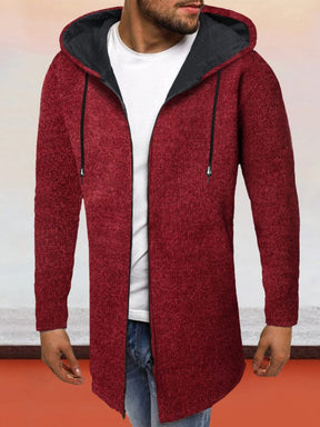 Flannelette Windproof Warm Knitted Coat Coat coofandystore Red M 