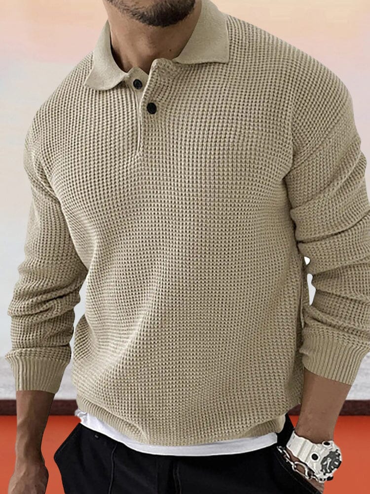 Solid Casual Button Sweater Sweaters coofandystore Beige M 