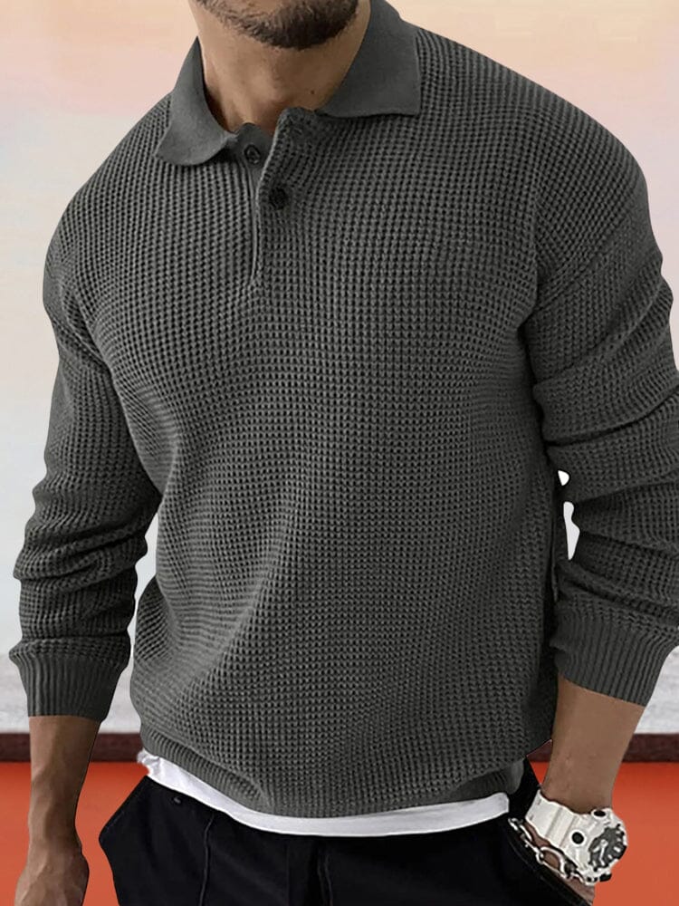 Solid Casual Button Sweater Sweaters coofandystore Dark Grey M 