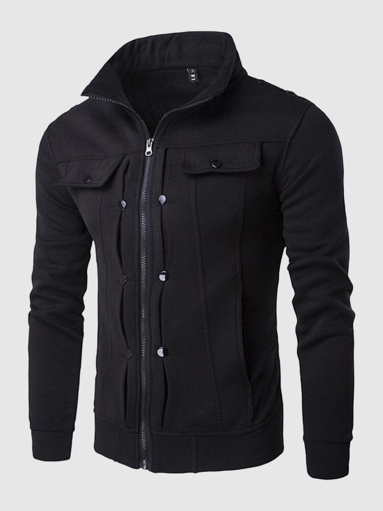 Stand Collar Zipper Coat Coat coofandystore Black M 