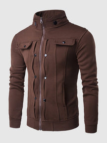 Stand Collar Zipper Coat Coat coofandystore Coffee M 