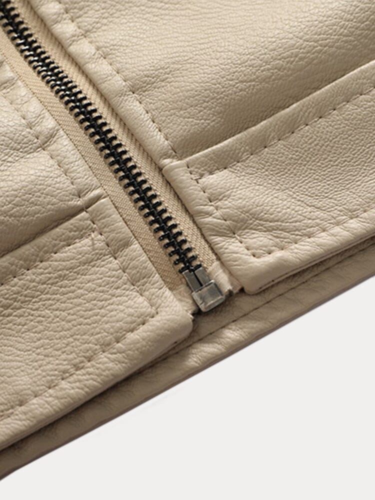 Zipper Pocket Hooded Leather Jacket Jackets coofandystore 