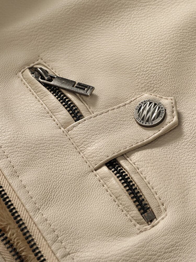 Zipper Pocket Hooded Leather Jacket Jackets coofandystore 