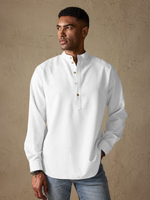 Loose Linen Style Stand Collar Shirt