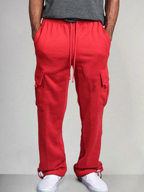 Casual Multi Pockets Cargo Pants Pants coofandystore Red S 